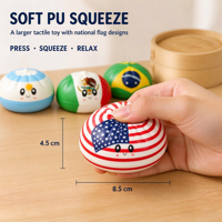 Jouet sensoriel anti-stress en PU souple en forme de drapeau national pour les fans de football – Cadeaux et événements – Prise en charge OEM et ODM