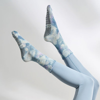 Chaussettes personnalisées tie-dye pour yoga et pilates, antidérapantes, respirantes, en coton, pour hommes et femmes.