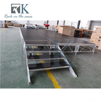 Scène modulaire portable en aluminium, plateforme réglable en hauteur, scène pour événements avec escalier pour concert, mariage, spectacle en plein air