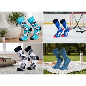 ชุดถุงเท้า unisex ลายหมีแพนด้า4ชิ้นฮอกกี้ม้าลายลวดลายธรรมชาติ - Product Image 3