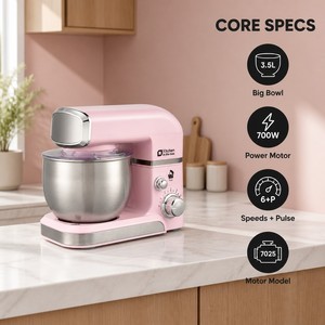 Batidora de Pedestal SOHEF de 3.5L para Repostería Casera, Batidora de Cocina Compacta de 700W, 6 Velocidades con Gancho para Amasar, Batidor y Varillas, con Certificaciones CB, CE, ETL y GS - Product Image 3