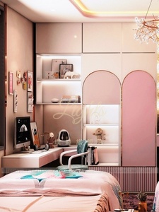 Letto a castello a tre piani per bambine, lussuoso e semplice, in legno massello, rosa, per <span class=keywords><strong>camerette</strong></span> dei sogni - Product Image 3