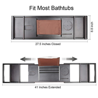Plateau d'accessoires de bain extensibles, Table/plateau de baignoire en bambou, noir, avec support pour verre à vin, livraison gratuite