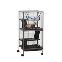 Cage à 4 niveaux de luxe moderne et robuste pour rats, cochons d'Inde, lapins, furets, 45 pouces de hauteur, cage à petits animaux en métal de luxe sur roulettes pour visons et chinchillas