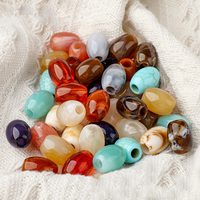 Perles ovales colorées en acrylique 17*12.5mm à grand trou - Perles intercalaires lâches pour la fabrication de bijoux DIY, perles décoratives type bouton
