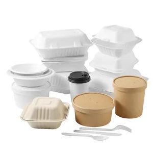 2024 Eco products 750ml biodegradable disposable brown takeaway meal box kraft paper clamshell hot food containers