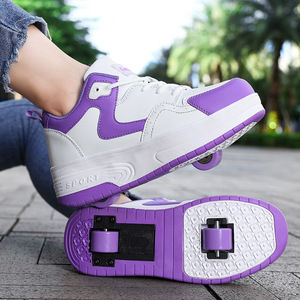 Chaussures de skate pour enfants avec roues, semelle extérieure en TPU, semelle intermédiaire en EVA, doublure en mesh pour garçons, filles, étudiants, sport en plein air - Product Image 1
