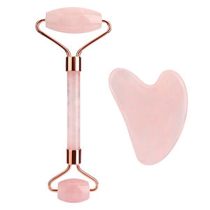 Rouleau de jade en quartz rose naturel pour le visage, ensemble de rouleaux de jade et de Gua Sha, vente en gros d'usine - Product Image 1