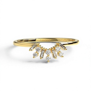 Luxury 18K Gold Plated Baguette Diamonds Light-Weight Engagement Wedding <b>Ring</b> Band Trendy Gift for Women <b>Stacking</b> Promise <b>Ring</b> - Product Image 1