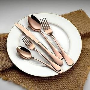 Ensemble de cuillères en acier inoxydable de qualité supérieure, plaqué or miroir, manche long, qualité alimentaire, bords lisses pour la salle à manger quotidienne, cuisine - Product Image 5