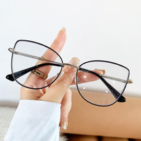 Gafas de Sol de Moda al por Mayor, Monturas Metálicas de Ojo de Gato, Gafas Fotocromáticas, Monturas Ópticas Anti Luz Azul para Mujer