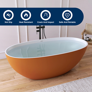 Baignoire autoportante moderne en aluminium pour bain profond avec drain, pour hôtel, en pierre artificielle orange, directement de l'usine - Product Image 3