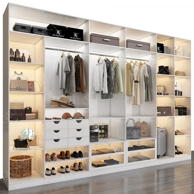 Custom Australia Project White Wooden Closet Cabinet Wardrobe Swing Hinged Door Garderobe