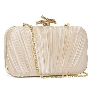 Fashionable Ladies Evening <b>Clutch</b> Bag Pleated Flap Pattern Waterproof Zipper Closure 20-35L Capacity <b>Wedding</b> Party Banquet - Product Image 1