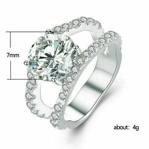 Anello da Donna F786 in Oro Bianco con Diamante Taglio Brillante Rotondo Colore G Naturale Anello di Fidanzamento con Diamanti Laterali - Product Image 6