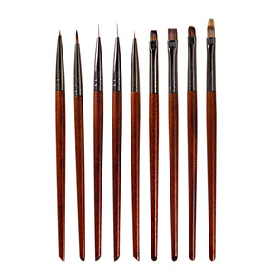 Pinceau à ongles classique en bois avec manche en nylon pour effet ombré, dessin de pétales, peinture, liner, virole en aluminium, pour salon de manucure - Product Image 1