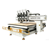 Máquina Fresadora CNC para Madera de 4 Ejes y Múltiples Cabezales, 4 Husillos, Control Syntec, Servo de 9kw, Alta Rigidez, Área de Trabajo de 2000x5000mm