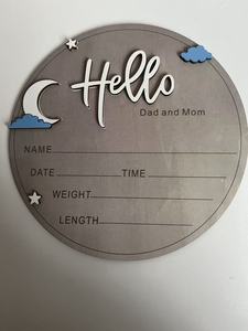 Letrero de Madera para Anuncio de Nacimiento, Letreros de Bienvenida al <span class=keywords><strong>Mundo</strong></span> para Recién Nacidos, Placas con Nombres de Bebés, Accesorio para Fotos, Regalo para Baby Shower, Hospital o Guardería - Product Image 4
