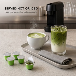 Cápsulas de Matcha Veganas Compatibles con Máquinas Nespresso, Orgánicas, Saludables, Monodosis, Suministro de Cápsulas de Té Verde - Product Image 1