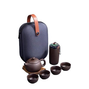 Juego de té de arena púrpura chino con logotipo individual personalizado, conjunto de té portátil de viaje con <span class=keywords><strong>tetera</strong></span> de arcilla púrpura y 4 tazas - Product Image 2