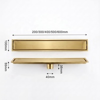 Desagüe Lineal Comercial Invisible de Acero Inoxidable Dorado Cepillado para Ducha y Baño 2 en 1 con Inserción de Azulejo, Antiolor, Tamaño Personalizado