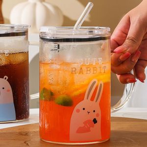 Vaso <span class=keywords><strong>de</strong></span> Verano Lelyi Creativo y Único <span class=keywords><strong>de</strong></span> Gran Capacidad, Vaso <span class=keywords><strong>de</strong></span> <span class=keywords><strong>Vidrio</strong></span> Borosilicato con Pajita <span class=keywords><strong>Medidora</strong></span>, Diseño <span class=keywords><strong>de</strong></span> Animales Adorables, Regreso a Clases, Hogar - Product Image 5