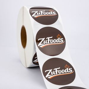 Étiquettes en papier autocollantes rondes ZuFoods, imprimées en offset, autocollants durables pour l'emballage alimentaire - Product Image 1