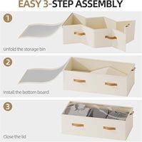 Organisateur de rangement sous lit en gros, beige lin, avec fenêtre transparente, empilable et pliable, pour couettes et linge de maison