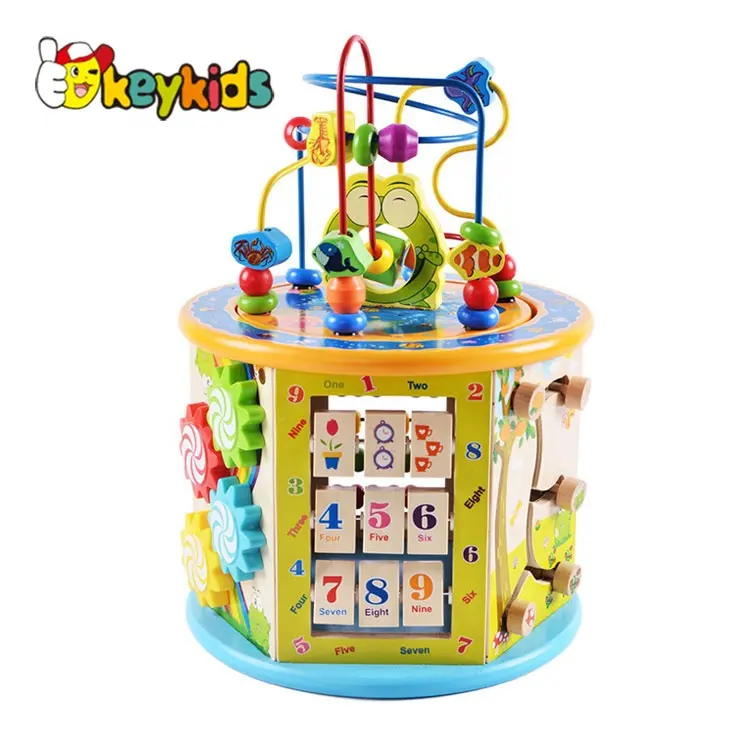 Cube d'activité en bois pour enfants de 1 an et plus, jouets éducatifs les plus chauds W11B153