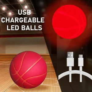 Профессиональный баскетбольный мяч для внутреннего и наружного применения, кожаный баскетбольный мяч, сдуваемый USB, перезаряжаемый светодиодный баскетбольный мяч