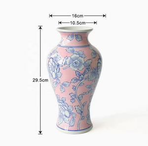 Grand <span class=keywords><strong>vase</strong></span> à fleurs en céramique bleu et blanc de style chinoiserie avec couvercle, idéal pour la décoration intérieure – Vente en gros - Product Image 6