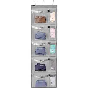 Weekly Kids Clothes Organizer 10 Pockets Hanging Closet <b>Storage</b> For School Clothing Grey - Product Image 1