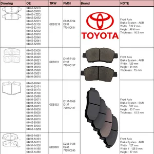 Üretici toptan güç durdurma kamyon disk fren ped oto arabalar Toyota Camry Hilux taç Corolla için seramik fren balataları