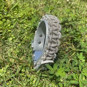 Venta al por mayor de diamantes de imitación de cuerda de cuero CRYSTAL BRAID <span class=keywords><strong>Pet</strong></span> LEASH SET <span class=keywords><strong>Collar</strong></span> de perro de lujo con hebilla de metal - Product Image 6