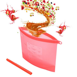Sacs de conservation réutilisables en silicone de qualité alimentaire pour congélateur, avec fermeture PEVA, pour organiser les sacs de conservation alimentaire jetables - Product Image 1