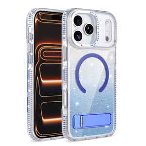 Nueva Funda Magnética Inalámbrica con Diamantes Brillantes para <span class=keywords><strong>iPhone</strong></span> 17 12 13 14 15 16 Pro Max, Soporte Oculto, Carcasa Antigolpes de PC - Product Image 6
