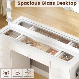 Table de toilette moderne en bois blanc avec miroir et tiroir, miroir de maquillage <span class=keywords><strong>vintage</strong></span> pour fille avec lumière LED pour chambre à coucher - Product Image 2