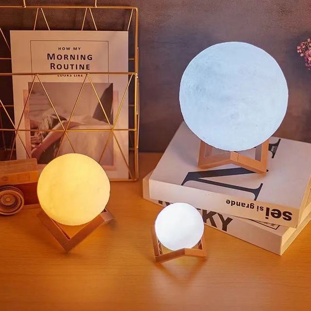 Moon Lamp Warm 3D LED Night Light Mini 20cm Battery Operated Christmas Lights for Home Decor and Bedroom