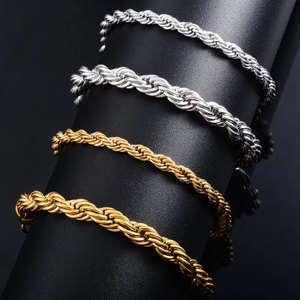 Pulsera y Brazalete de Cadena de Cuerda de Acero Inoxidable para Mujer y Hombre, Joyería de Metal en Color Oro/Plata, Accesorios de Moda, Regalo DIY - Product Image 1
