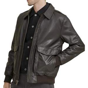 Chaqueta de Cuero Clásica A2 para Hombre, Estilo Aviador, con Cuello de Camisa, Resistente al Viento, Estilo Piloto, Motero, para Otoño - Product Image 4