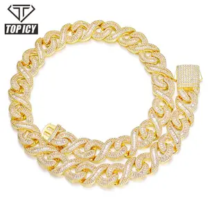 Hip Hop Rapper Star Mens 16mm Wide Infinite Cuban Chain Necklace Iced Out Fully 5A CZ Cuban Diamond Link Chain