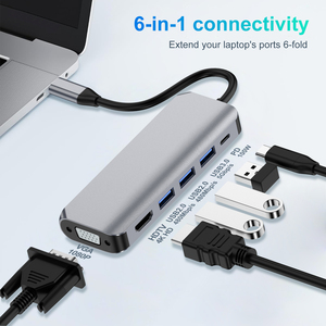 6 1 मल्टीपोर्ट यूएसबी हब डॉकिंग स्टेशन के साथ vगा hdTV pd यूएसबी 3.0 यूएसबी 3.0 यूएसबी 2.0 टाइप-सी पोर्ट - Product Image 3