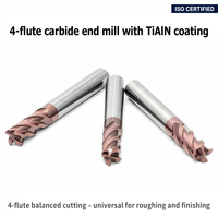 Fraise à queue en carbure de tungstène HRC55 revêtue TiAlN, 4 dents, angle de hélice 35°, pour usinage CNC OEM D1-20mm