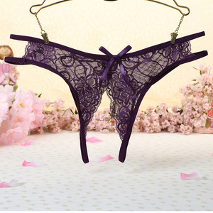 Culottes en dentelle transfrontalières européennes et américaines, sexy, à entrejambe ouvert, transparentes, taille basse, évidées, type string, source - Product Image 2