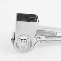 Parutan Sayur Putar Stainless Steel, Set Papan Putar Genggam, Alat Dapur untuk Mengparut Keju Keras, Cokelat, Wortel