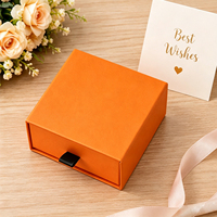 Boîte à bijoux de luxe orange haut de gamme, personnalisable avec logo, style tiroir, en carton vide pour l'emballage de bagues, boucles d'oreilles, pendentifs et colliers