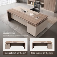 Bureau de direction moderne et minimaliste avec armoire en bois, mobilier de bureau commercial pour patron et PDG