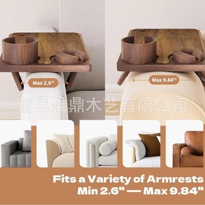 Zen <b>Storage</b> Wooden Armrest Tray With Phone Holder And Cup Holder For Sofa Living Room Use - Product Image 2