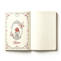Carnet A5 Papillon Rose Personnalisé avec Cadre Imprimé, Couverture Rigide, Journal Élégant Floral pour Femme, Cadeau