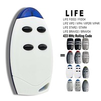 Télécommande LIFE VIP2 VIP4 pour portail de garage LIFE FIDO2 STAR2 BRAVO4 433,92MHz Rolling Code Command Handheld Transmitter